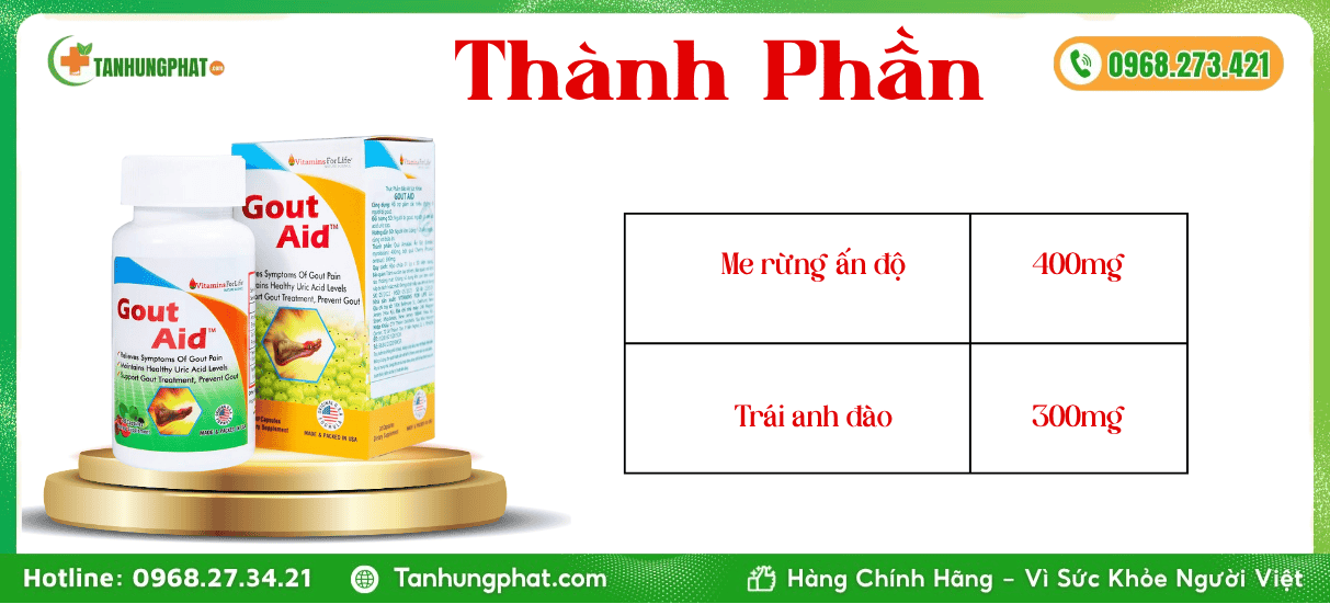 Thành Phần Viên Uống Gout Aid