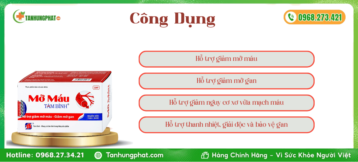 Công Dụng Mỡ máu Tâm Bình