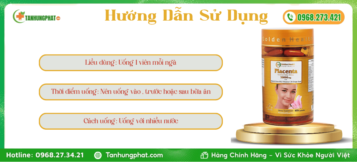 Hướng Dẫn Sử Dụng Viên Uống Placenta 50000mg