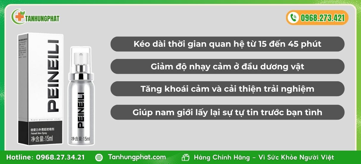Chai xịt Peineili Delay Spray kéo dài thời gian bền bỉ cho nam giới