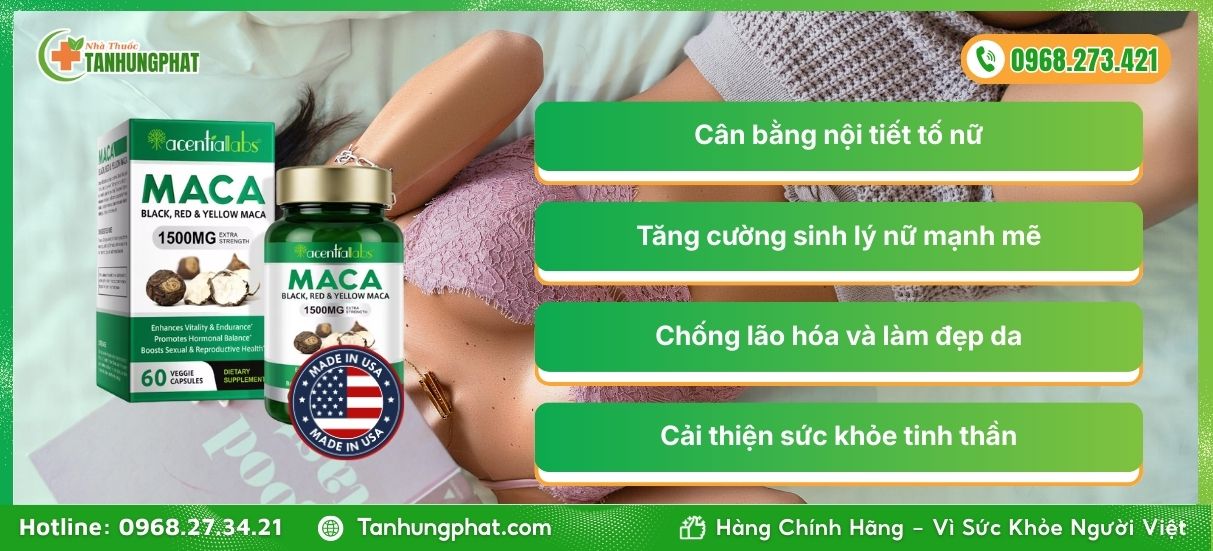 Công dụng của Maca Red Black Yellow 1500mg đối với sinh lý nữ