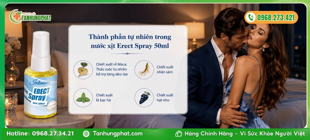 Thành phần tự nhiên trong nước xịt Erect Spray 50ml