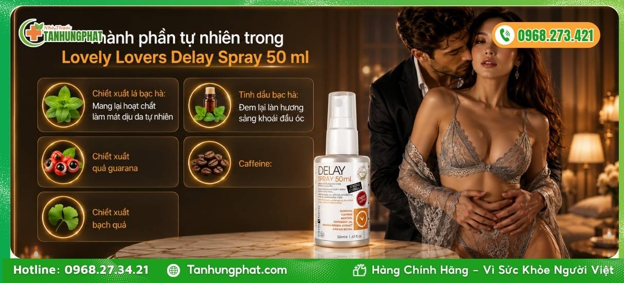 Thành phần tự nhiên trong Lovely Lovers Delay Spray 50 ml