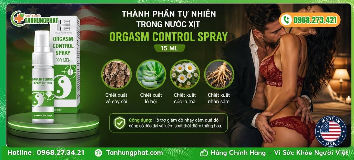 Thành phần tự nhiên trong nước xịt Orgasm Control Spray 15 ML