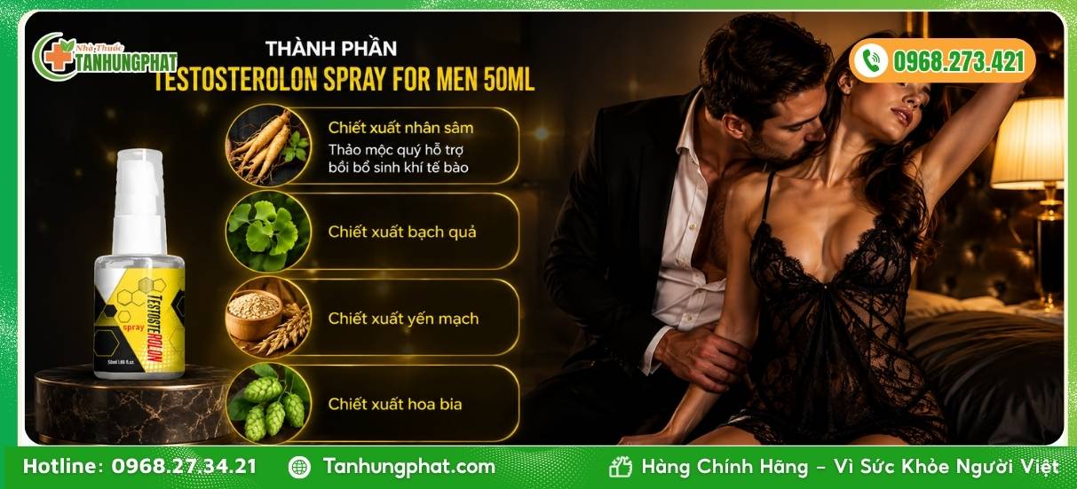 Thành phần tự nhiên trong nước xịt Testosterolon Spray For Men 50ml