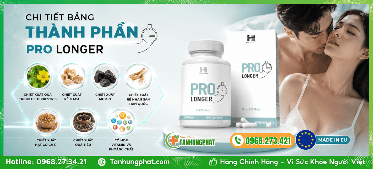 Chi tiết bảng thành phần của Pro Longer 30 viên