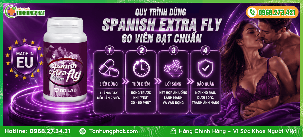 Quy trình dùng Spanish Extra Fly 60 viên đạt chuẩn