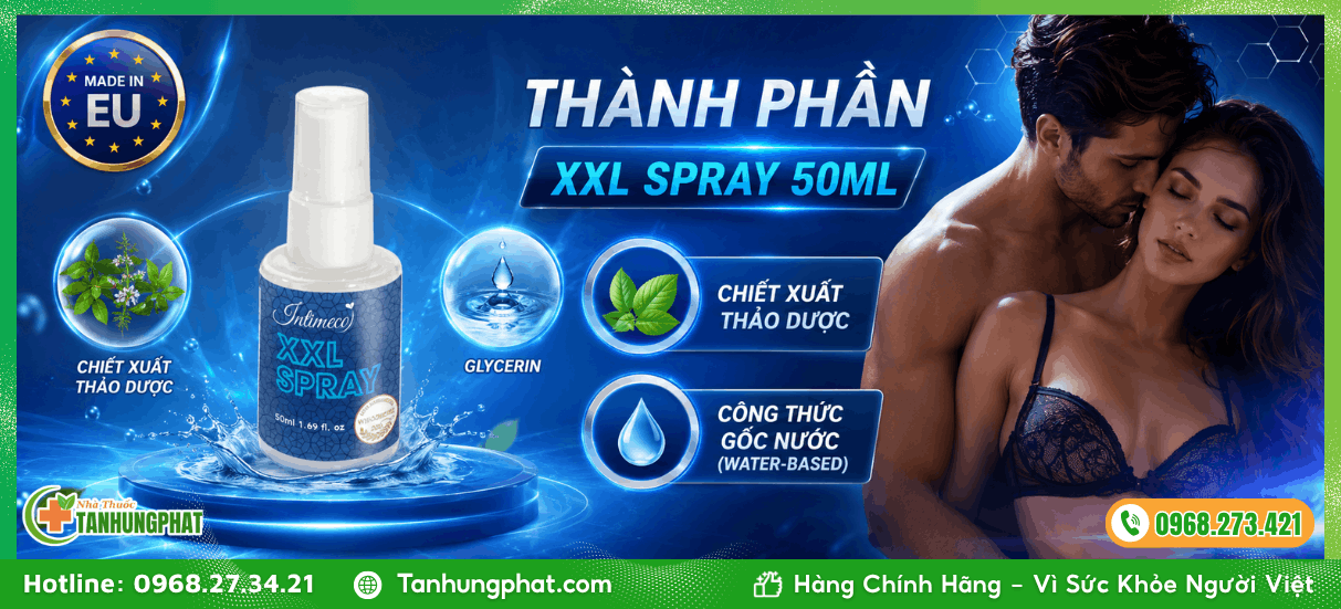 Thành phần chai xịt tăng kích thước dương vật XXL Spray 50ml
