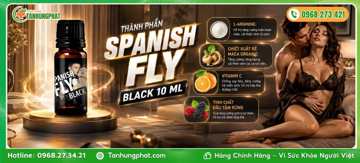 Thành phần tự nhiên trong nước uống Spanish Fly Black 10 ml
