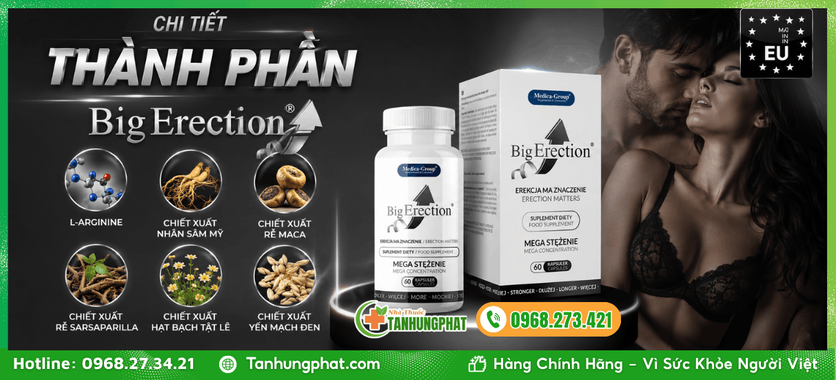 Chi tiết thành phần trong BigErection 60 viên