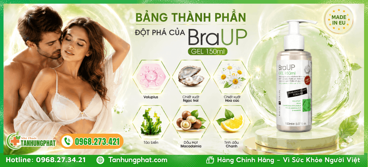 Bảng thành phần đột phá của BraUp Gel 150ml