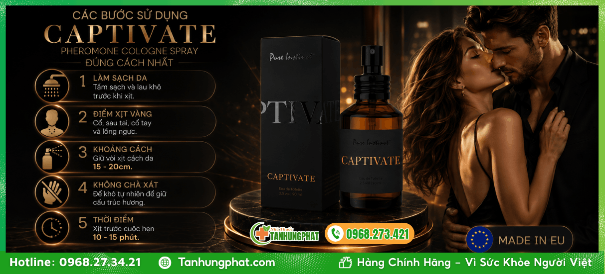 Các bước sử dụng Captivate Pheromone Cologne Spray đúng cách nhất