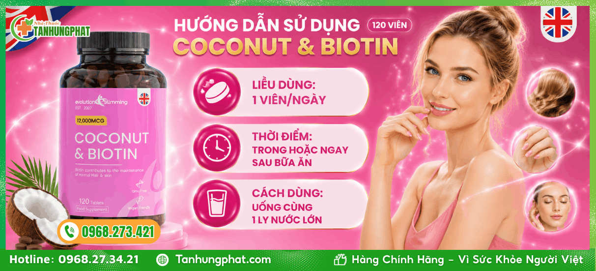 Hướng dẫn sử dụng Coconut & Biotin 120 viên